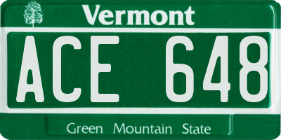 VT license plate ACE648