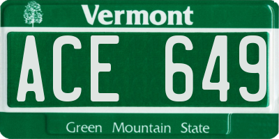 VT license plate ACE649