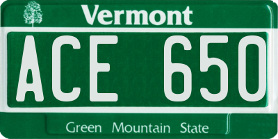 VT license plate ACE650