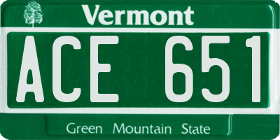 VT license plate ACE651