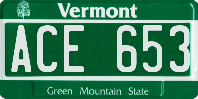 VT license plate ACE653