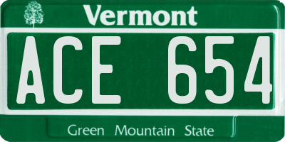 VT license plate ACE654