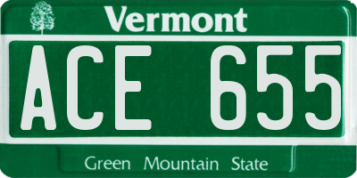 VT license plate ACE655