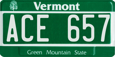 VT license plate ACE657