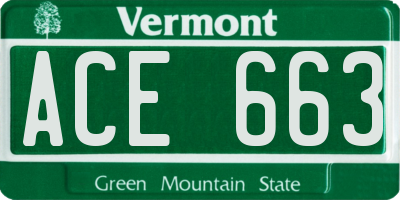 VT license plate ACE663