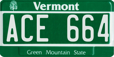 VT license plate ACE664