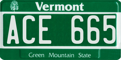 VT license plate ACE665