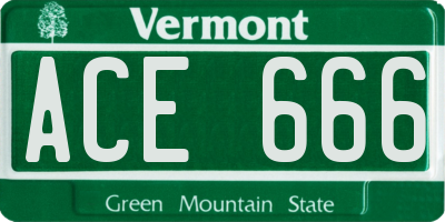 VT license plate ACE666