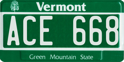 VT license plate ACE668