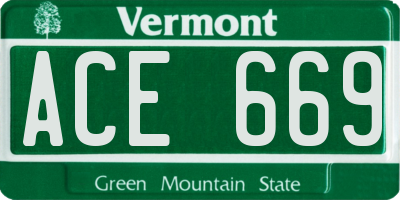 VT license plate ACE669