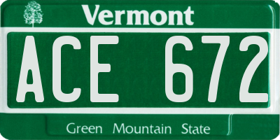 VT license plate ACE672