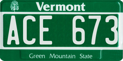 VT license plate ACE673