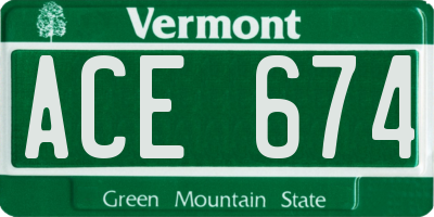 VT license plate ACE674