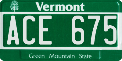 VT license plate ACE675