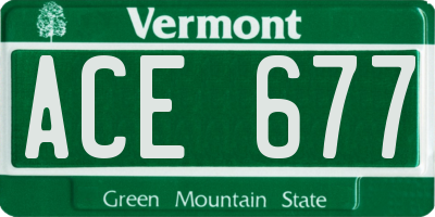 VT license plate ACE677