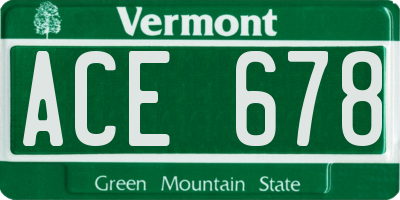 VT license plate ACE678