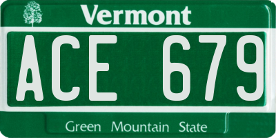 VT license plate ACE679