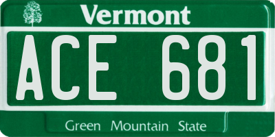 VT license plate ACE681