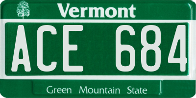 VT license plate ACE684