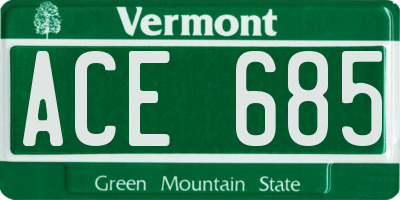 VT license plate ACE685