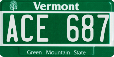 VT license plate ACE687