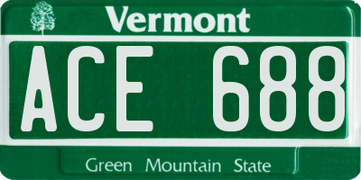 VT license plate ACE688