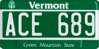 VT license plate ACE689