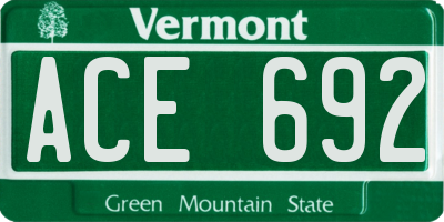 VT license plate ACE692