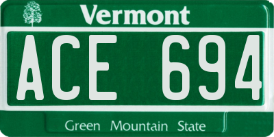 VT license plate ACE694