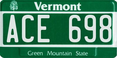 VT license plate ACE698