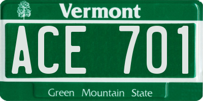 VT license plate ACE701