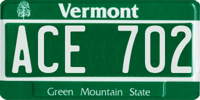 VT license plate ACE702