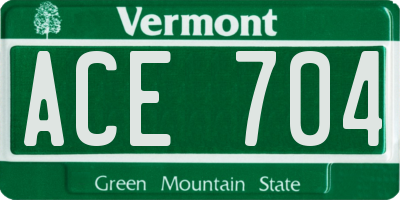 VT license plate ACE704