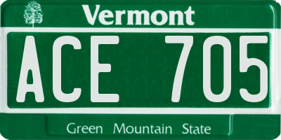 VT license plate ACE705