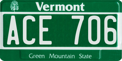 VT license plate ACE706