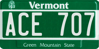 VT license plate ACE707