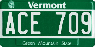 VT license plate ACE709