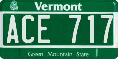 VT license plate ACE717
