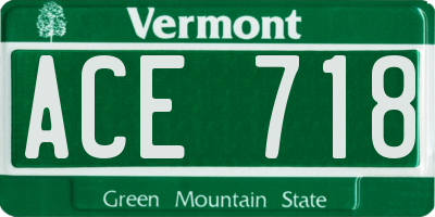 VT license plate ACE718