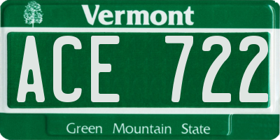 VT license plate ACE722