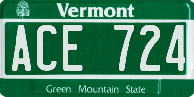 VT license plate ACE724