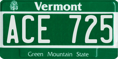VT license plate ACE725