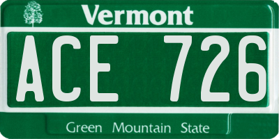 VT license plate ACE726