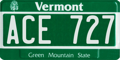 VT license plate ACE727