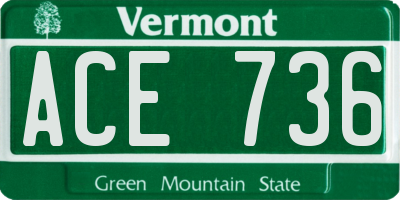 VT license plate ACE736