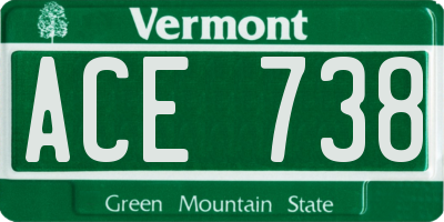 VT license plate ACE738