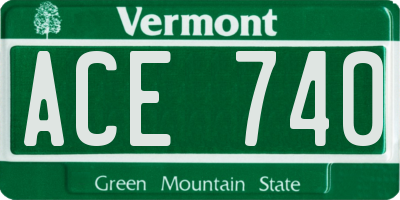 VT license plate ACE740