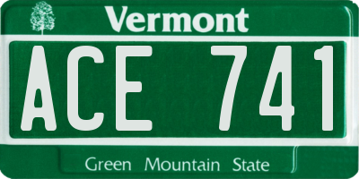 VT license plate ACE741