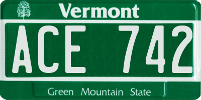 VT license plate ACE742