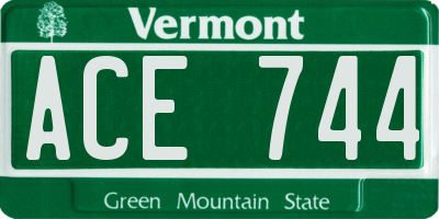 VT license plate ACE744